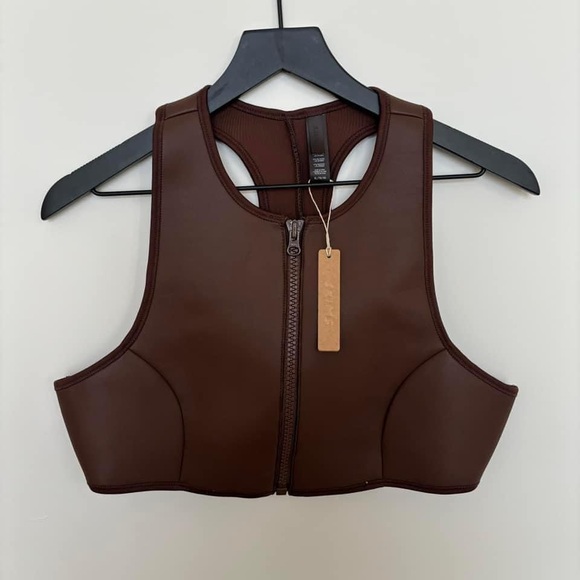 SKIMS Scuba Swim High Neck Bikini Top | XL | Cocoa NWT Rubberized - Picture 1 of 2